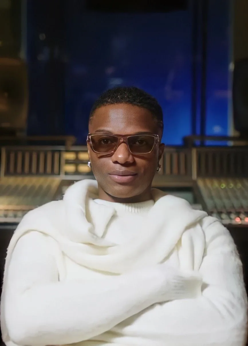 Wizkid in a recording studio